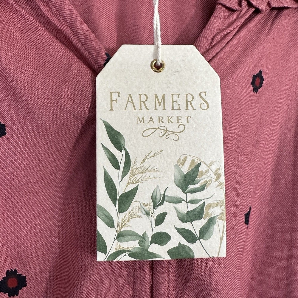 Farmers Market Women's XL Embroidered V Neck Floral Maxi Dress Coral Boho Trad - Picture 5 of 10